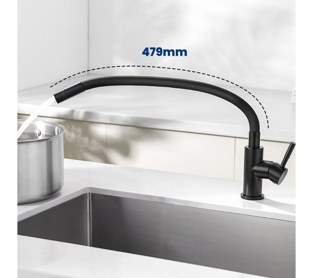 Thumbnail - CECIPA MAX Küchenarmatur Flexibler Küchenarmatur-Wasserhahn mit 2 Arten von Düsen, Schwarz (Einhand-Waschtischarmatur, 1...