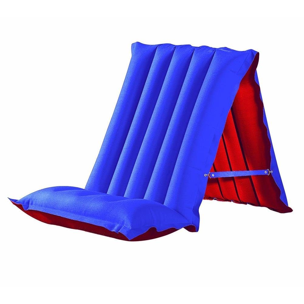 Happy People Luftmatratze Sitz-Liegematratze mit Reparaturset, cm Campingbett, Blau/Rot, (1-St), Maße 192 Luftmatratze, aufblasbar Mikrofaser, unaufgeblasen: x 68