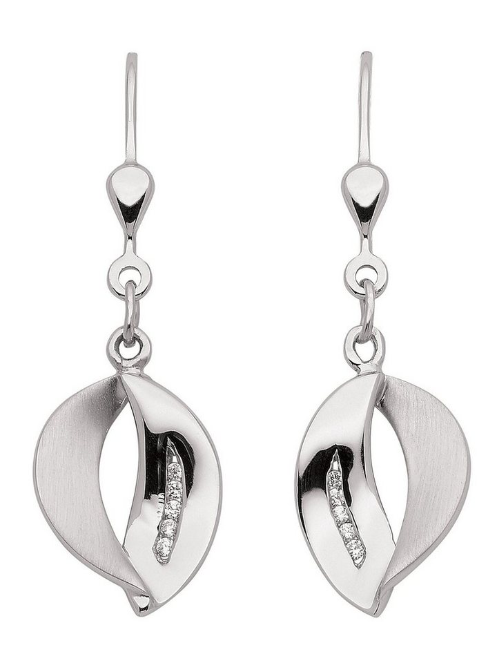 Adelia´s Paar Ohrhänger 925 Silber Ohrringe Ohrhänger, mit Zirkonia  Silberschmuck für Damen, Maße - Breite 10,6 mm - Höhe 15,3 mm