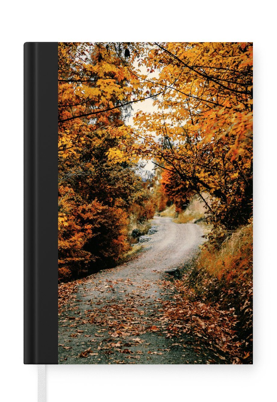 MuchoWow Notizbuch Herbstwald - Weg - Laub - Ländlich, Journal, Merkzettel, Tagebuch, Notizheft, A5, 98 Seiten, Haushaltsbuch