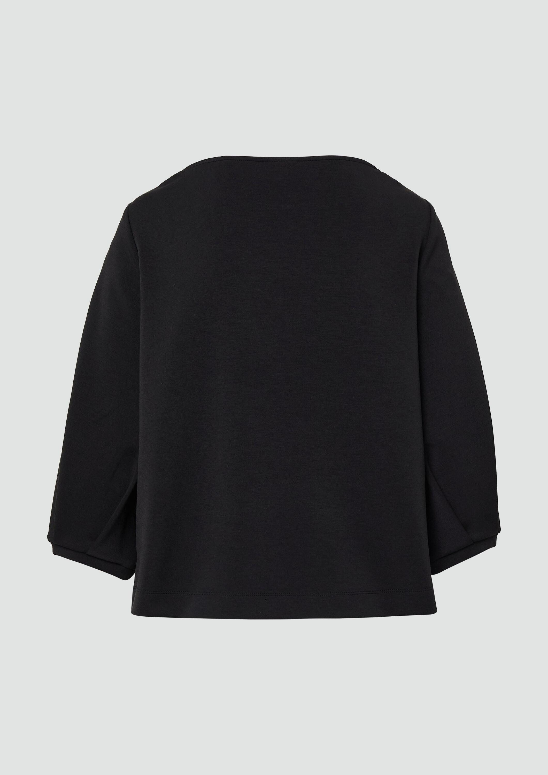 s.Oliver 3/4 Arm-Pullover Sweatshirt Weiches Sweatshirt aus Scuba mit Wasserfall-Ausschnitt