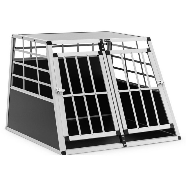 Wiesenfield Tiertransportbox Hundetransportbox Auto Hundebox Aluminium Trapezform 85 x 95 x 69 cm