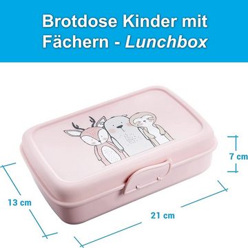 Centi Lunchbox Brotdosen Kinder, Lunchboxen mit 3 Trennfächern und Clickverschluss, Kunststoff, (Set, 3-tlg., in pastel-grün, weiß und rosa), Bento Box Kinder, Brotzeitbox ohne BPA+Weichmacher, Frühstücksbox