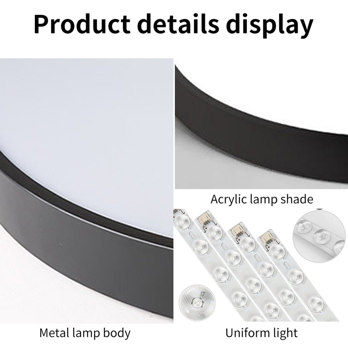 LED 36W, Küche style Schlafzimmer Diele Metall, aus Warmweiß Deckenlampe LED Deckenleuchte Büro Ø40*4cm für Wohnzimmer integriert, fest 3000K, home (Schwarz)