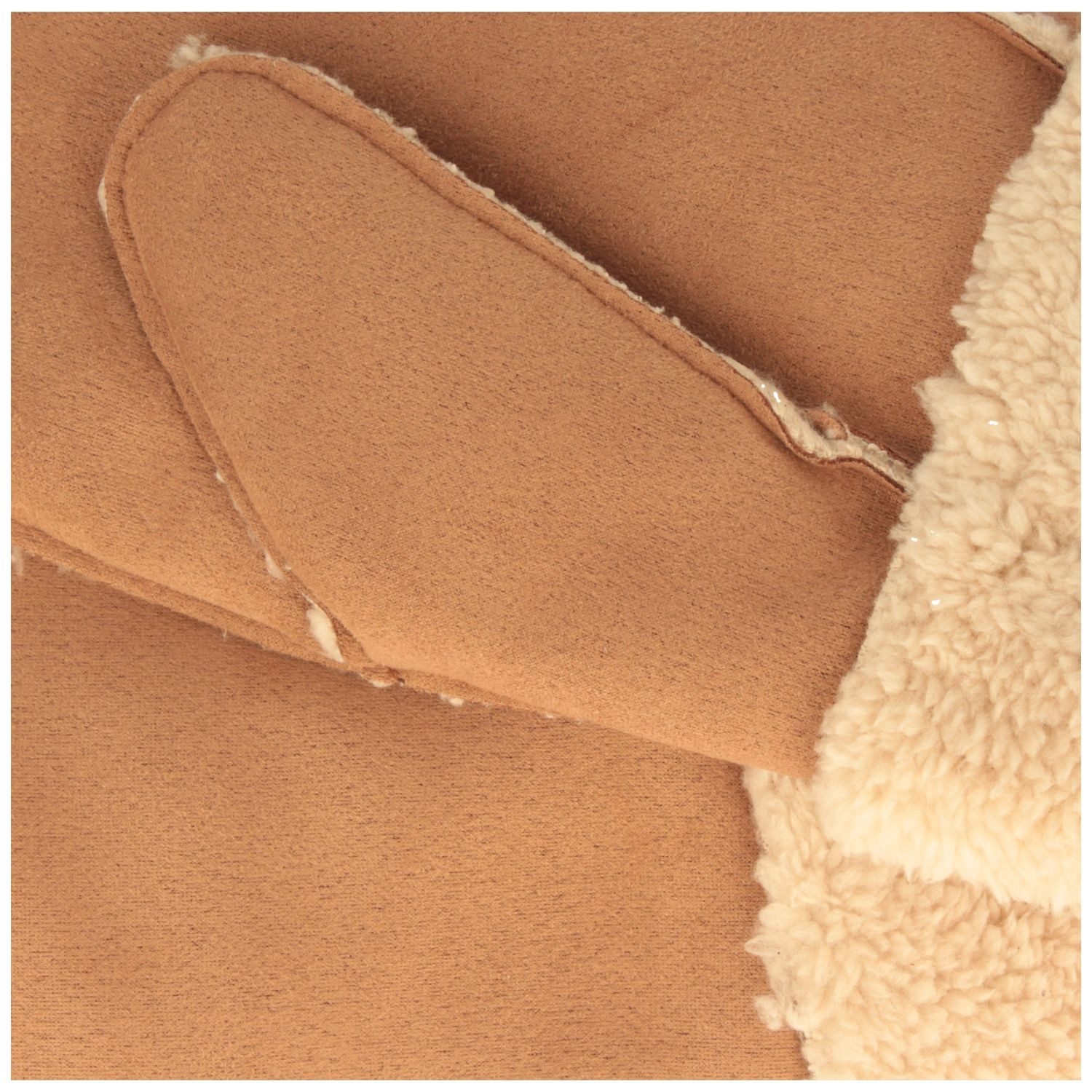 Breiter Lederhandschuhe Veganer Lammfell-Imitat Fäustlinge günstig online kaufen