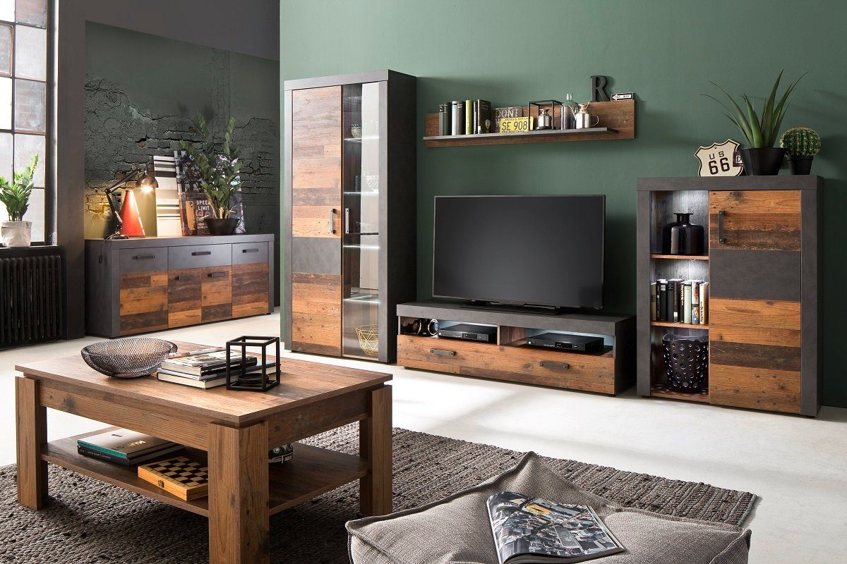 trendteam Couchtisch Couchtisch Wohnzimmertisch, Old Used Wood (no-Set), Breite 110 cm,Tischplatte aus Holzwerkstoff