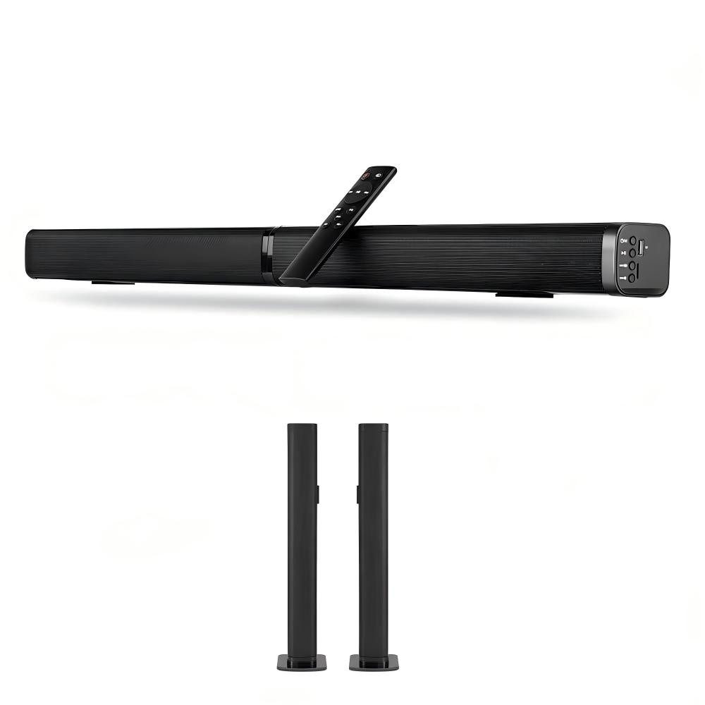 Toomoke Bluetooth Soundbar 2-in-1 – Abnehmbare Soundbar, 360° Surround HiFi Soundbar (USB/TF, HDMI, Wand- und Tischmontage, für PC, Projektor, TV und Gaming)