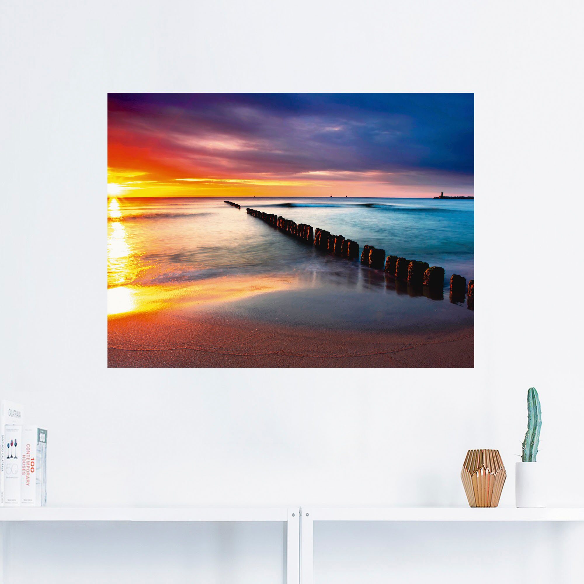 (1 mit als Poster Artland Wandbild St), Größen Wandaufkleber Strand Leinwandbild, schönem oder Sonnenaufgang, Alubild, in versch. Ostsee