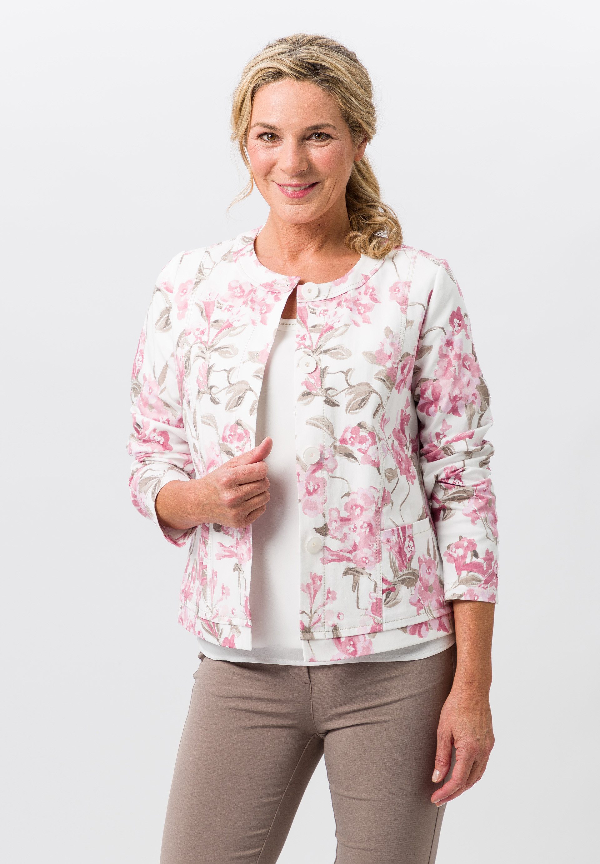 Kurzjacke mit Blütenprint