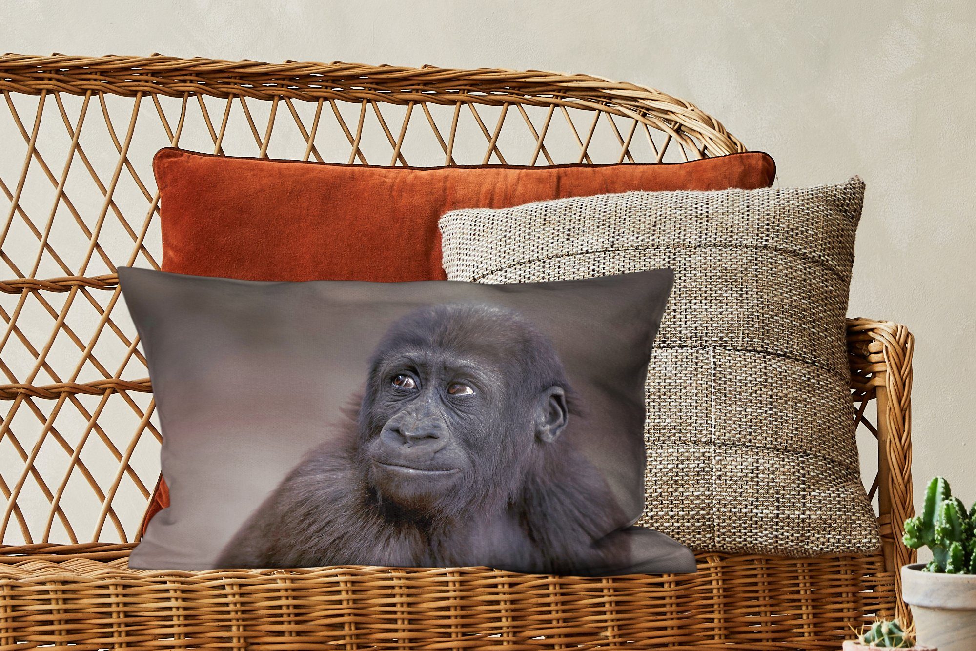 MuchoWow Dekokissen Nahaufnahme Gorillas, mit Schlafzimmer Füllung, eines Dekokissen Wohzimmer Dekoration, Zierkissen
