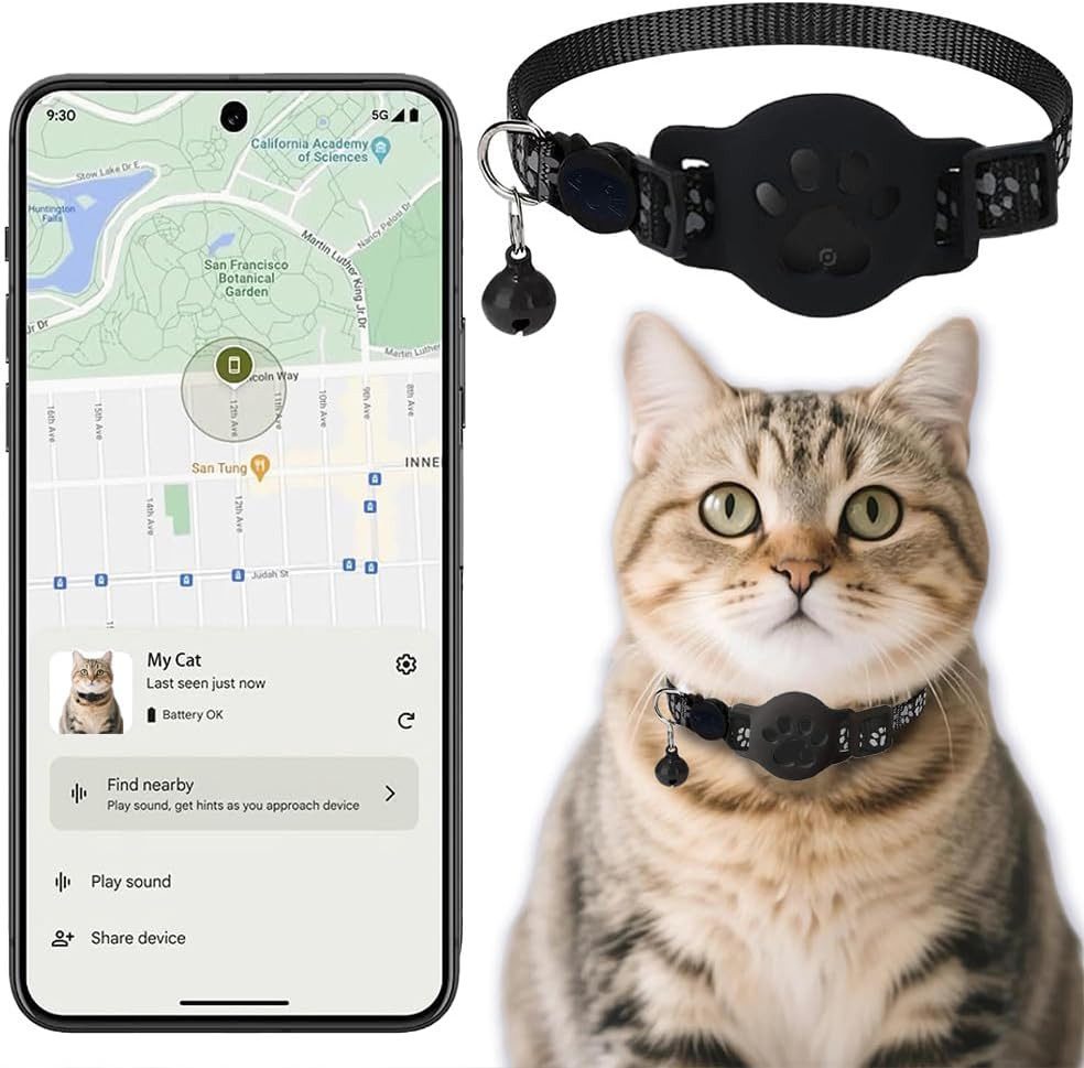 FELIXLEO Katzen-Futterautomat GPS Katzenhalsband ohne Abo Tracker für iOS/Android Mini Finder