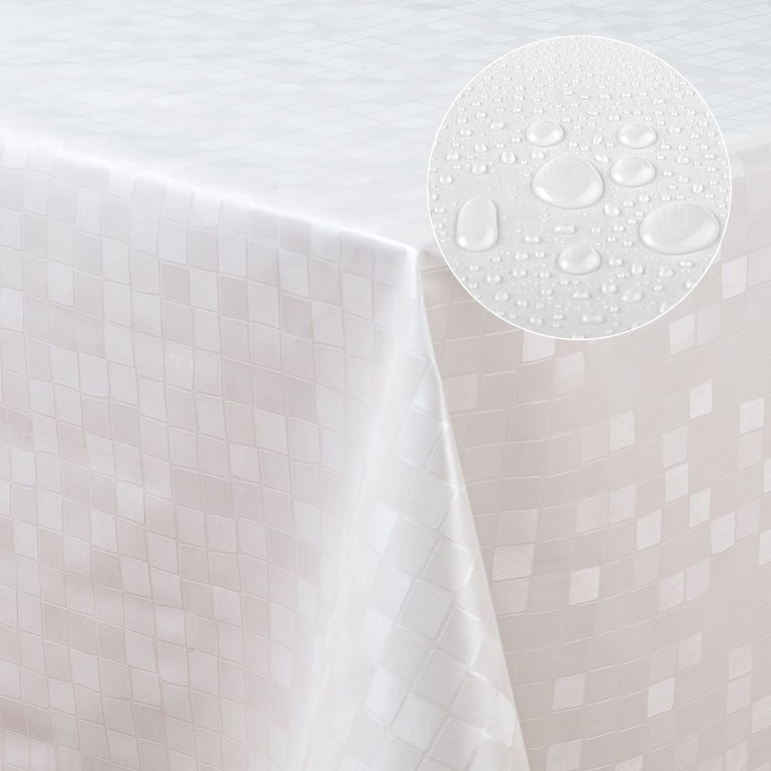 laro Tischdecke Wachstuch-Tischdecken Damask glanz weiss rechteckig – Bild 4 von 4
