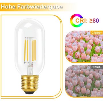 Nettlife LED-Leuchtmittel LED Warmweiss Vintage Glühbirnen T45 Lampe E27 Birnen Edison 4W 2700K, E27, 4 St., Warmweiss