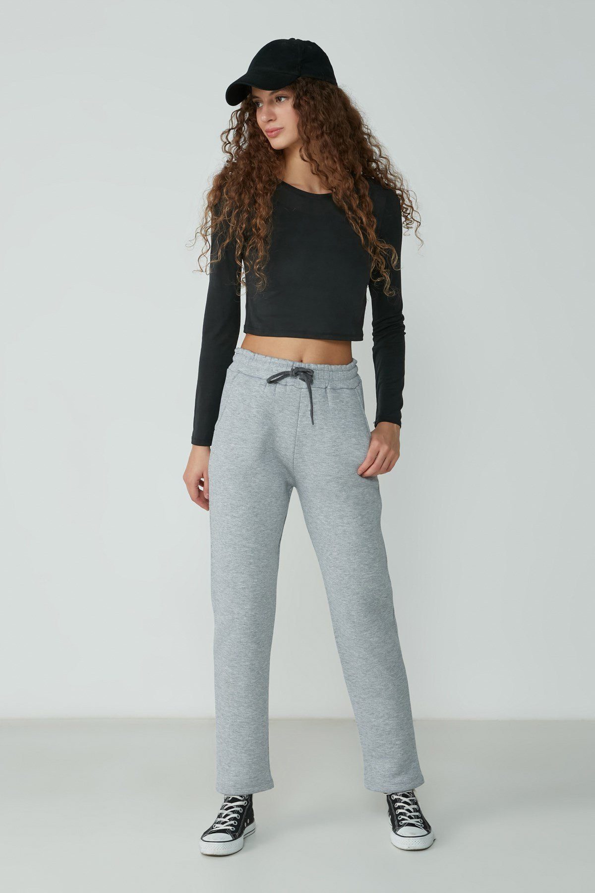 C&CITY Jogginghose Flache Saum Jogginghose