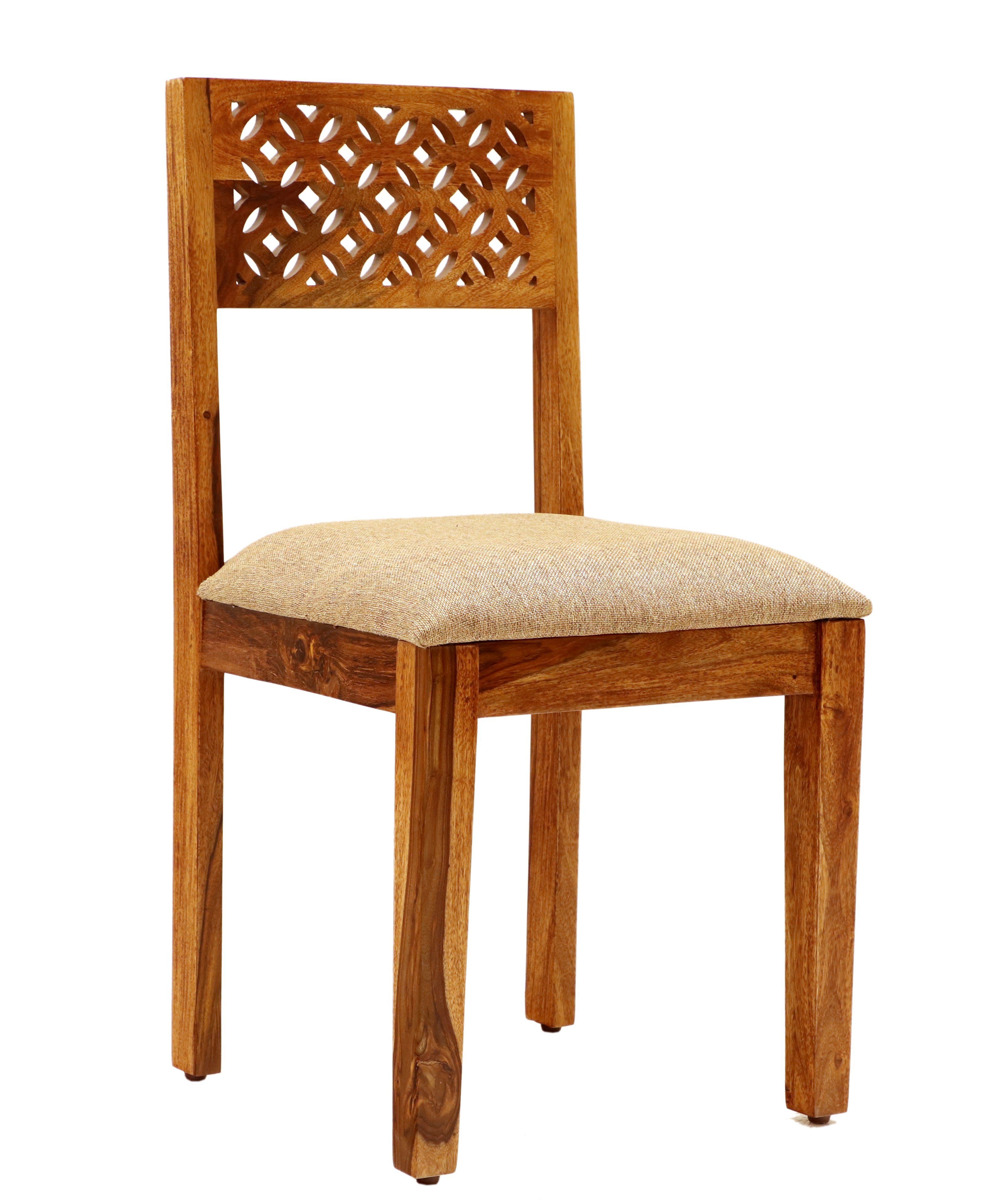 Indischesmoebelhausde Sheesham-Massivholz Mira gepolsterter Stuhl Sitzfläche Esszimmerstuhl mit