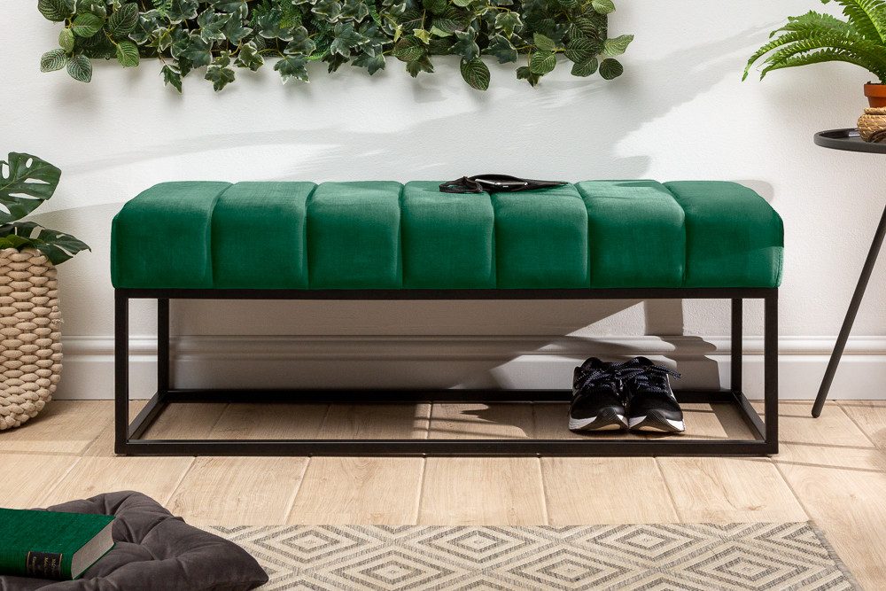 riess-ambiente Polsterbank PETIT BEAUTÉ 108cm smaragdgrün / schwarz (Einzelartikel, 1-St), Flur · Samt · Metall · Schlafzimmer