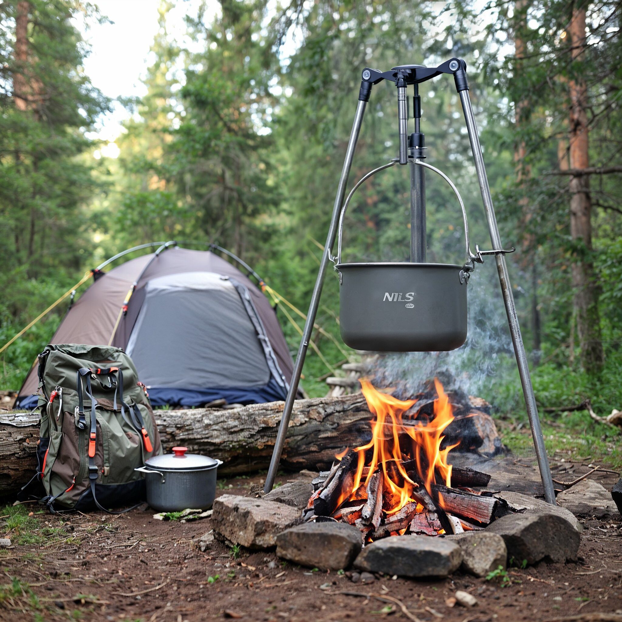 NILS CAMP Kochtopf Campingtopf Outdoortopf Kochgeschirr, Aluminium (Spar-Set, 1-tlg., Ø 19,6 cm leicht), mit Deckel, Tragebügel, 4 L, leicht
