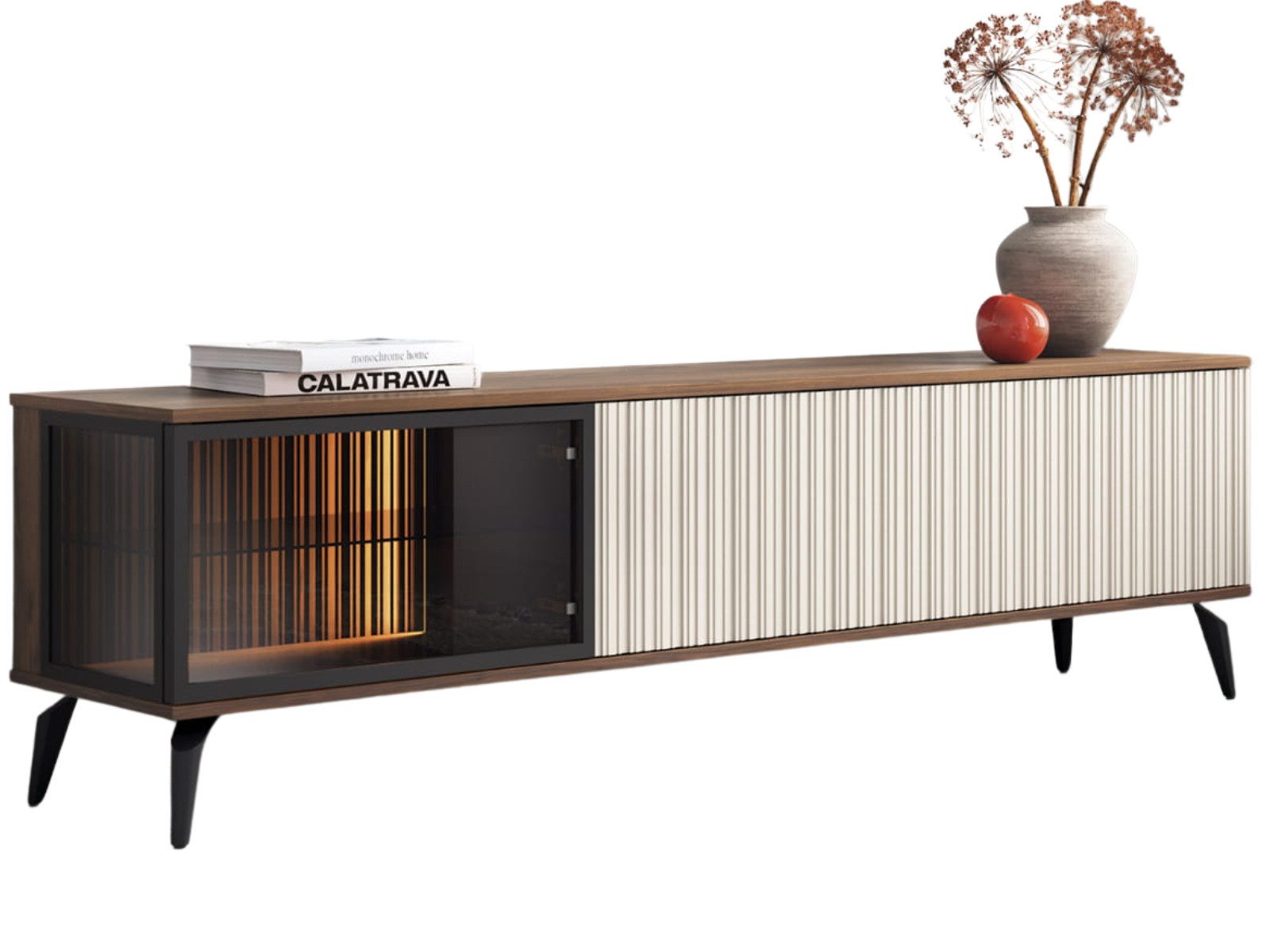 TV-Schrank Vici mit LED-Beleuchtung Kaschmir / Walnuss