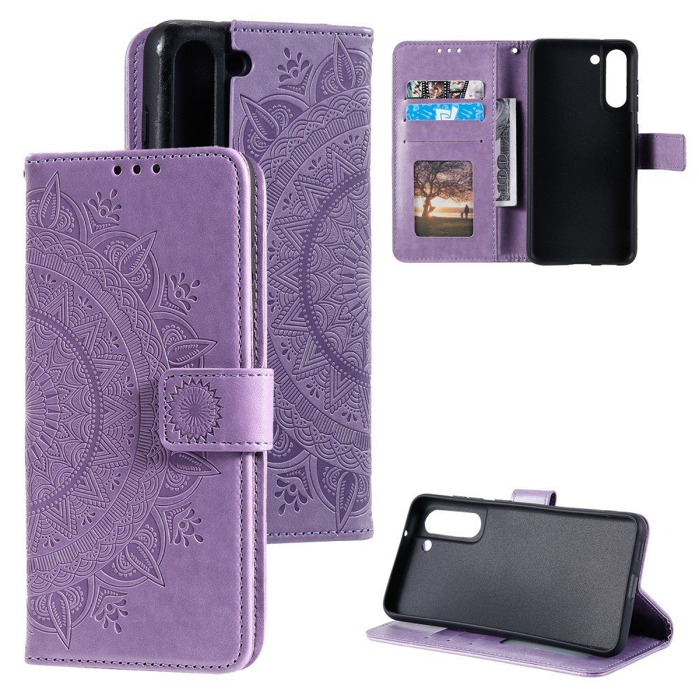 CoverKingz Handyhülle Hülle für Samsung Galaxy S21 FE Handyhülle Flip Case Cover Tasche 16,5 cm (6,5 Zoll), Klapphülle Schutzhülle mit Kartenfach Schutztasche Motiv Mandala