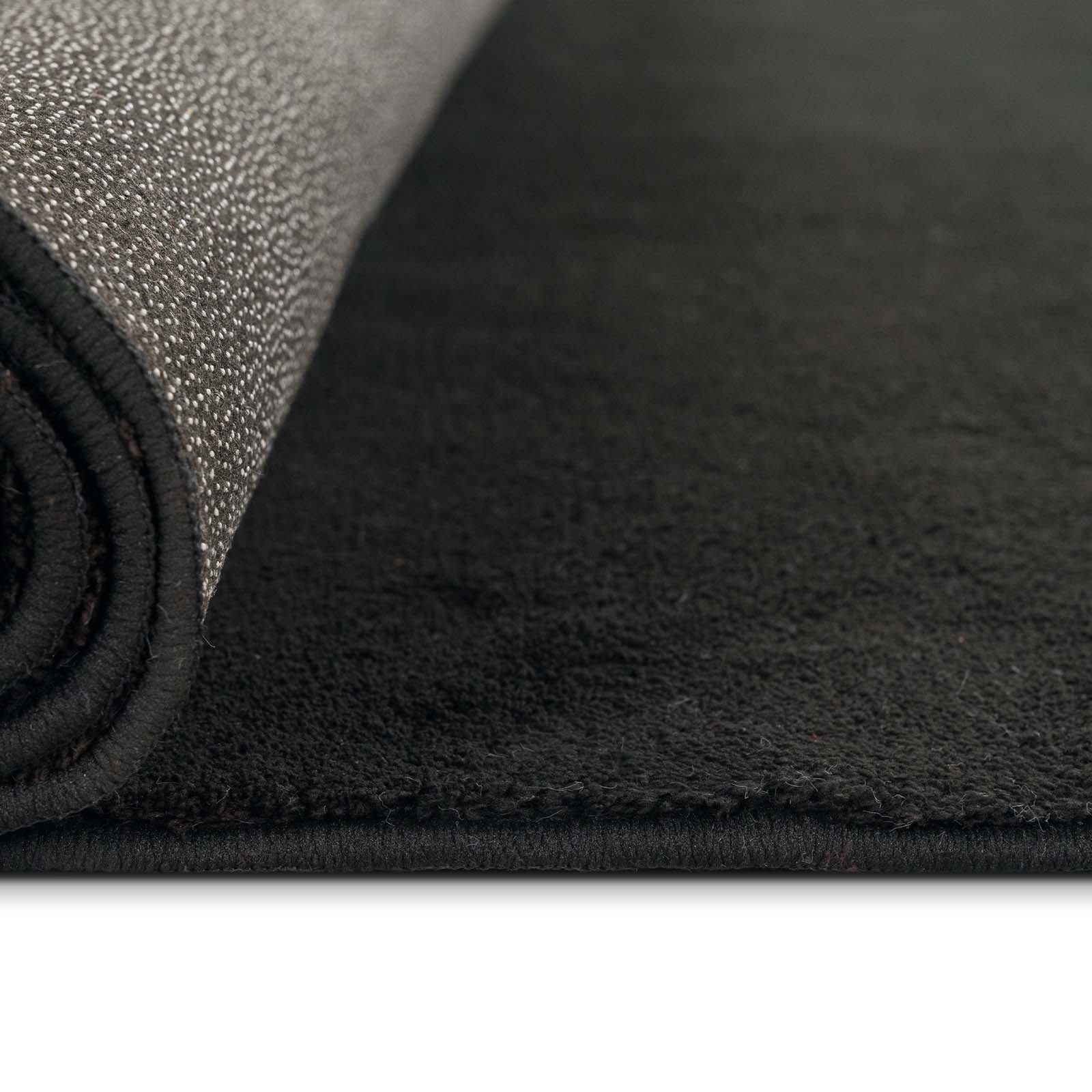 TaraCarpet Teppich Fiona Uni Kurzflor-Teppich, waschbar und supersoft, rechteckig, Höhe: 14 mm, 14 mm Kurzflor, rechteckig, Farbe Schwarz, Größe 50x80 cm – Bild 5 von 5