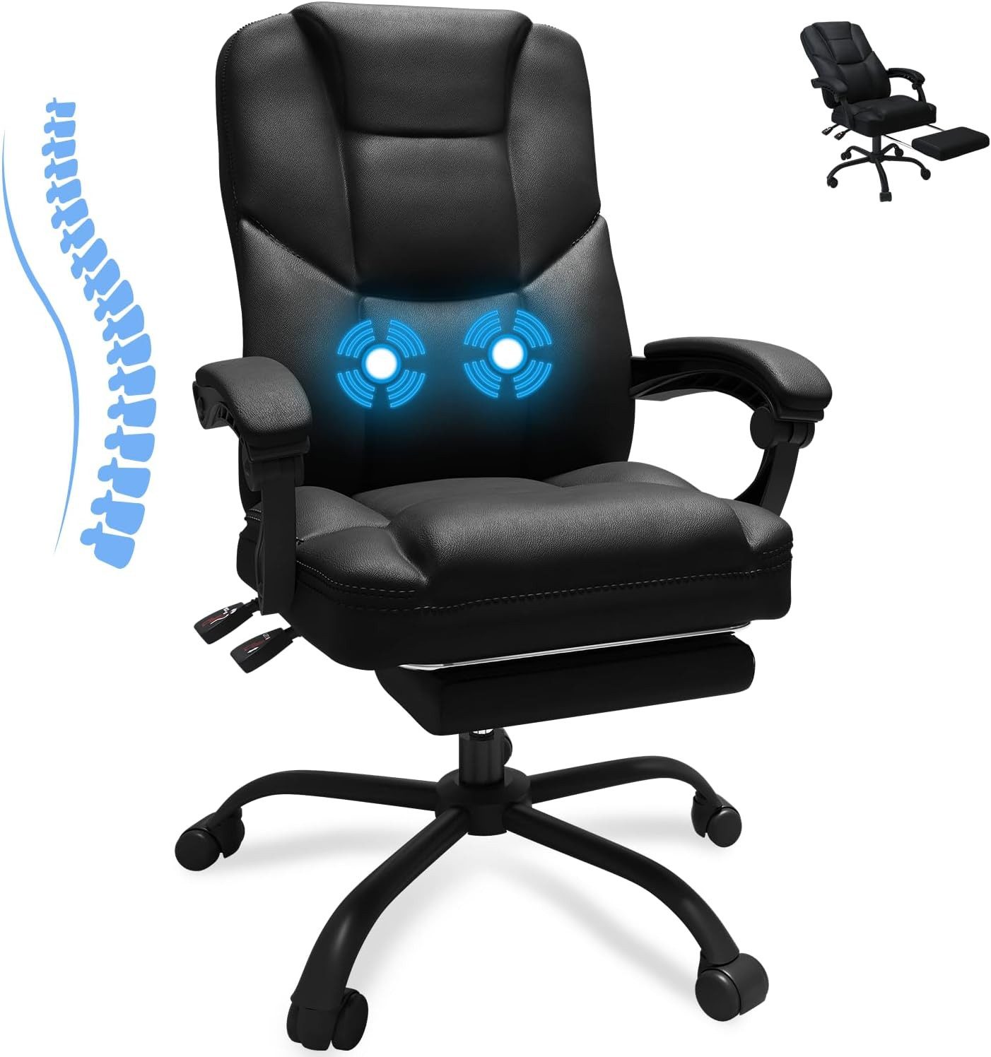 HOMALL Bürostuhl Ergonomischer Bürostuhl mit Massagefunktion,PU-Leder-Liege günstig online kaufen