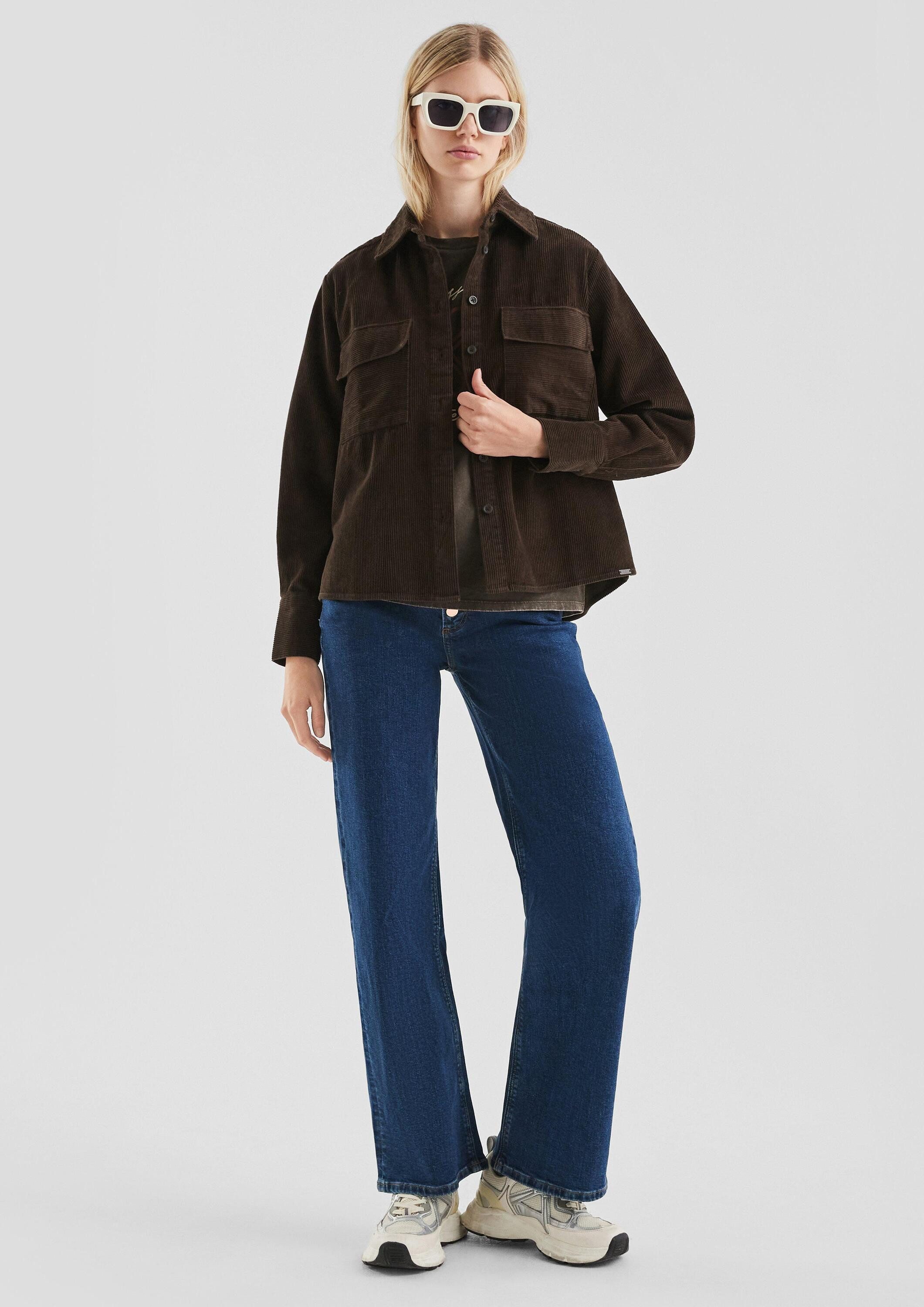QS Hemdjacke Bluse Cord-Overshirt mit Brusttaschen