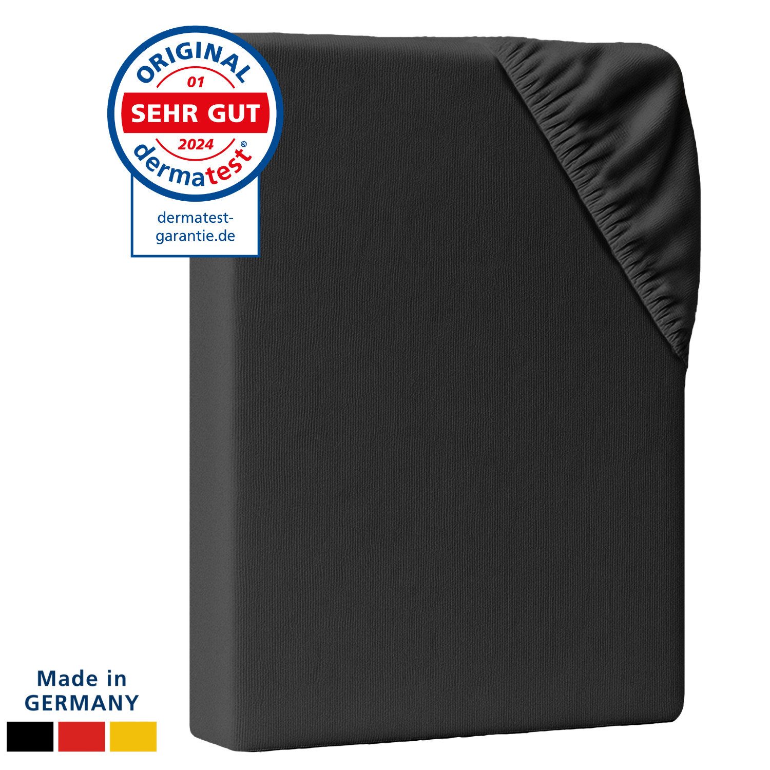 AM Qualitätsmatratzen Spannbettlaken Baumwolle in schwarz, Bettlaken für Matratzen, Made in Germany, Baumwolle, Gummizug: rundum, (1 Stück), 160x220x30