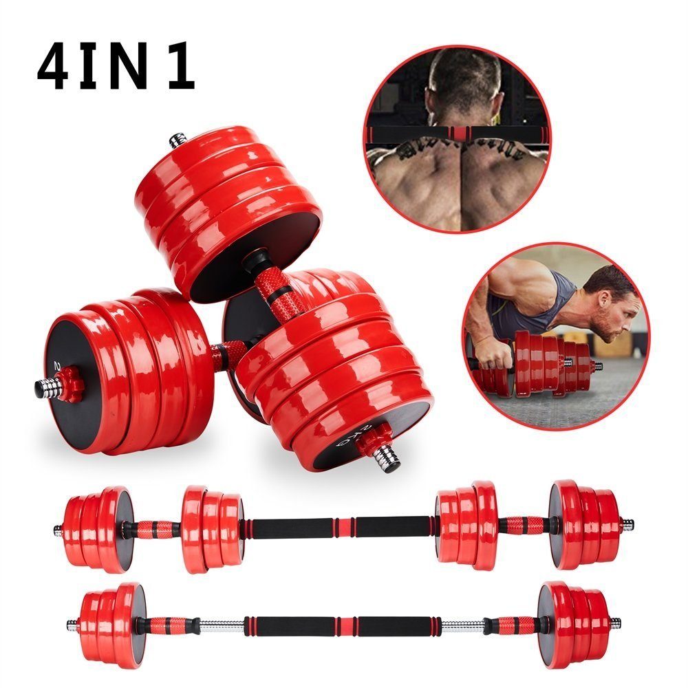 Melko Kurzhantel Hantel 4in1 Set Kurzhantel Langhantel Gewichte 20, 30 & 40 KG Fitness, (Set, Premium-Trainingsset), Geräuscharm und Bodenschonend