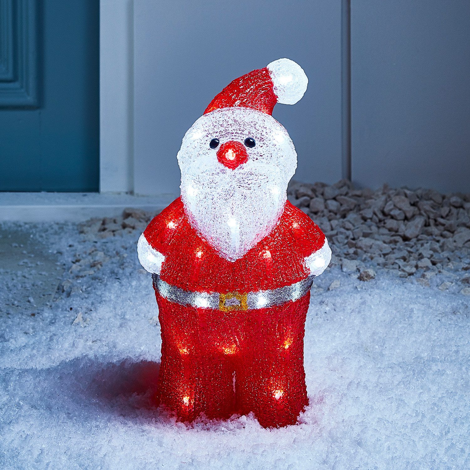 Lights4fun LED Dekofigur LED Acryl Weihnachtsmann Figur 34cm, LED fest integriert