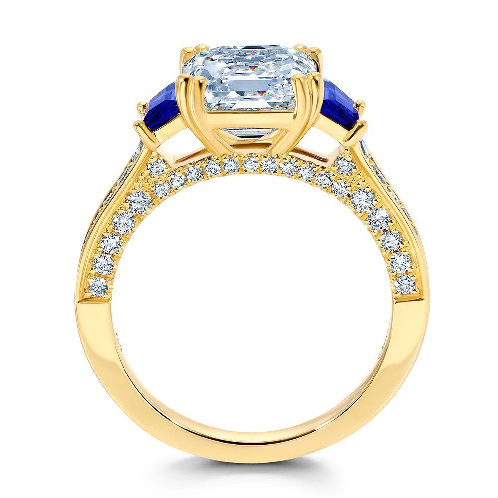 Jumpeak Diamantring Labordiamant 3 Karat, 0,7ct Saphir,Verlobungsring,Diamant Ring Damen, 3ct E VS1 2EX,Ring Mit Stein,Trauring,Geschenk für Frau,Geburtstag