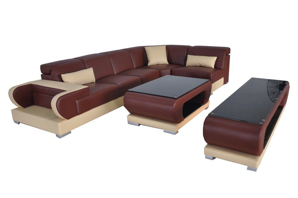 JVmoebel Wohnzimmer-Set, Sofa Couch Polster Sitz Ecke Moderne Couchen Wohnlandschaft Garnitur 3tlg +USB