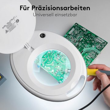 Goobay Lupenlampe 8 W LED-Lupenleuchte mit Klemme, SMD LED, kaltweiß, 6500 K, 1,75-fache Vergrößerung, 90° neigbar, 360° schwenkbar