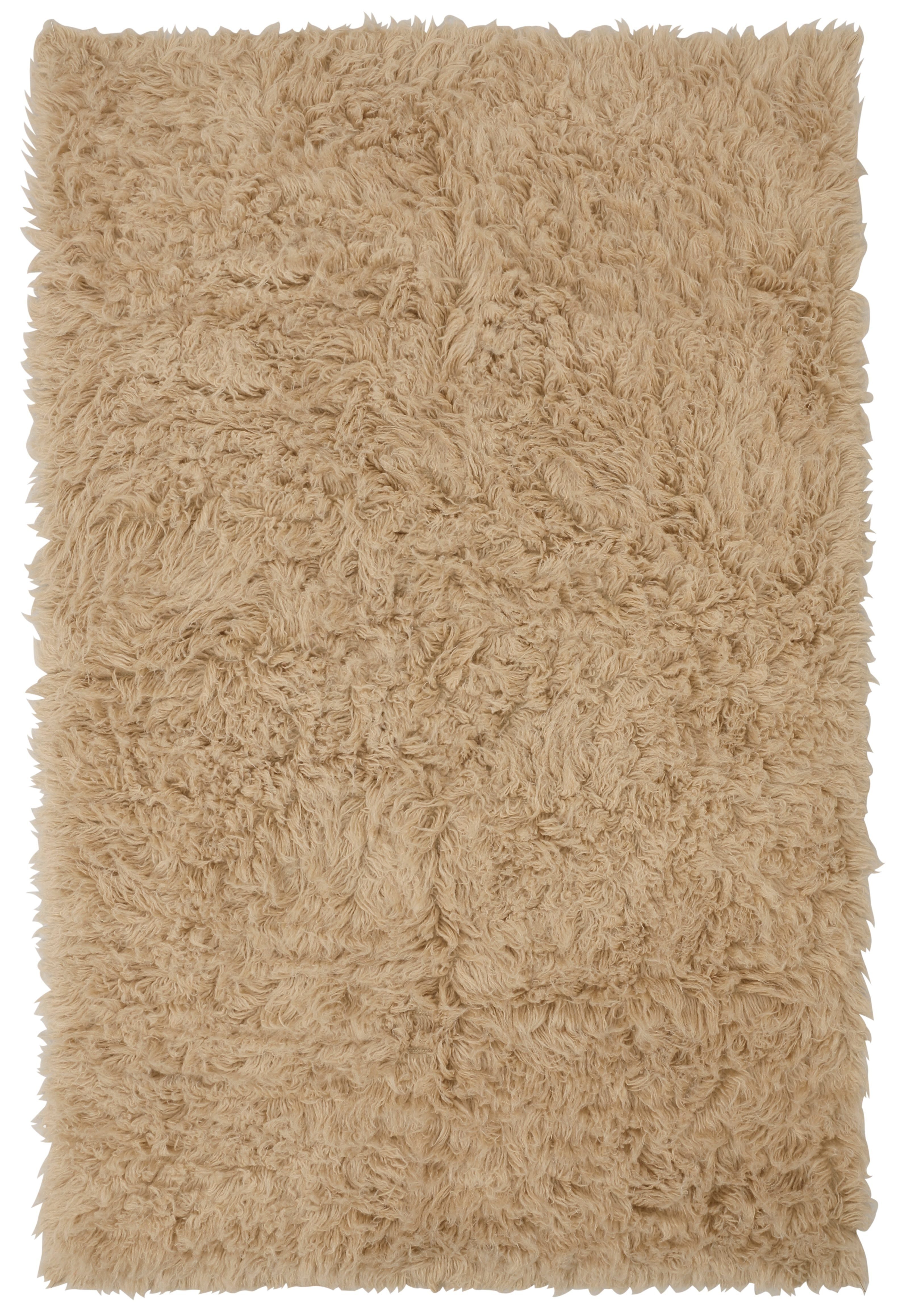 Wollteppich Flokati rechteckig, 60 Höhe: Teppich, Wolle, Carpet, Handweb 1500 g, reine mm, sand Uni-Farben, Böing handgewebt