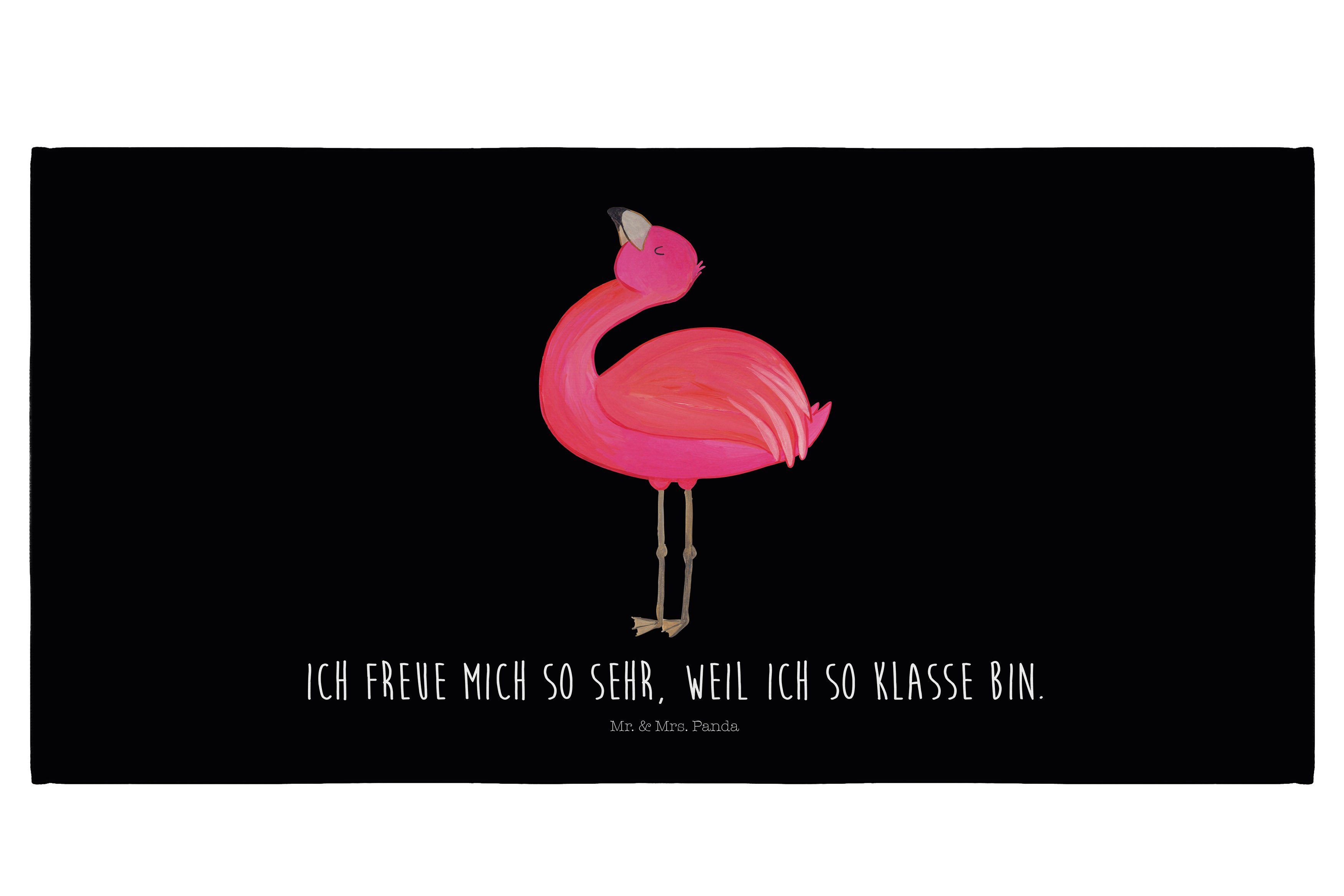 Mr. & Mrs. Panda Handtuch Flamingo stolz - Schwarz - Geschenk, Badehandtuch, Selbstliebe, Kinde, (1-St)