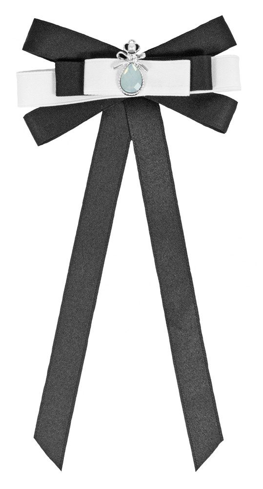 Trachtenland Brosche Brosche Barock Schleife mit Krone - Schwarz Weiß günstig online kaufen
