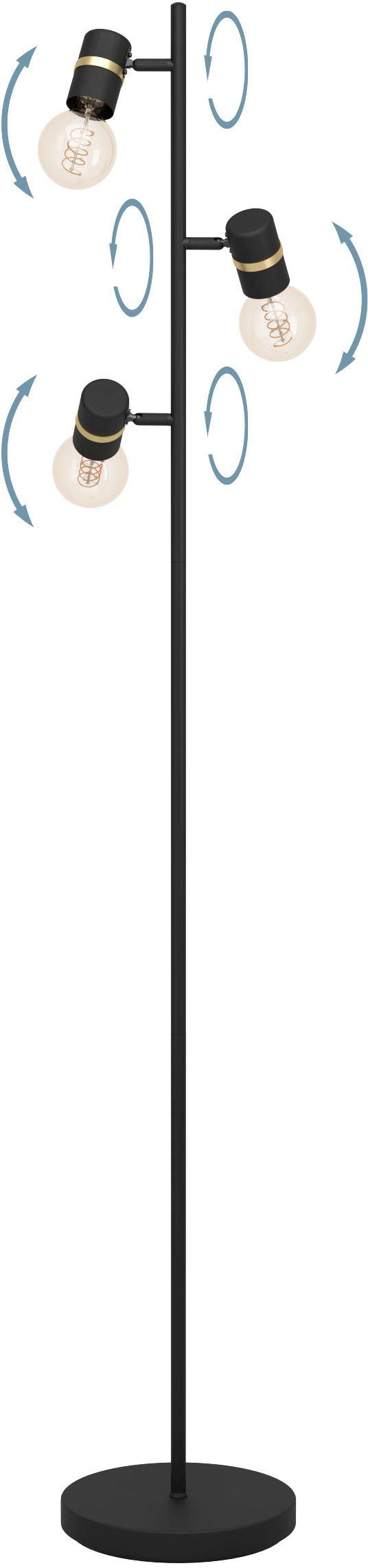 Stehlampe exkl. schwarz aus - Leuchtmittel, messing ohne Stehleuchte LURONE, in Stahl und Leuchtmittel wechselbar, - 3X10W E27 EGLO