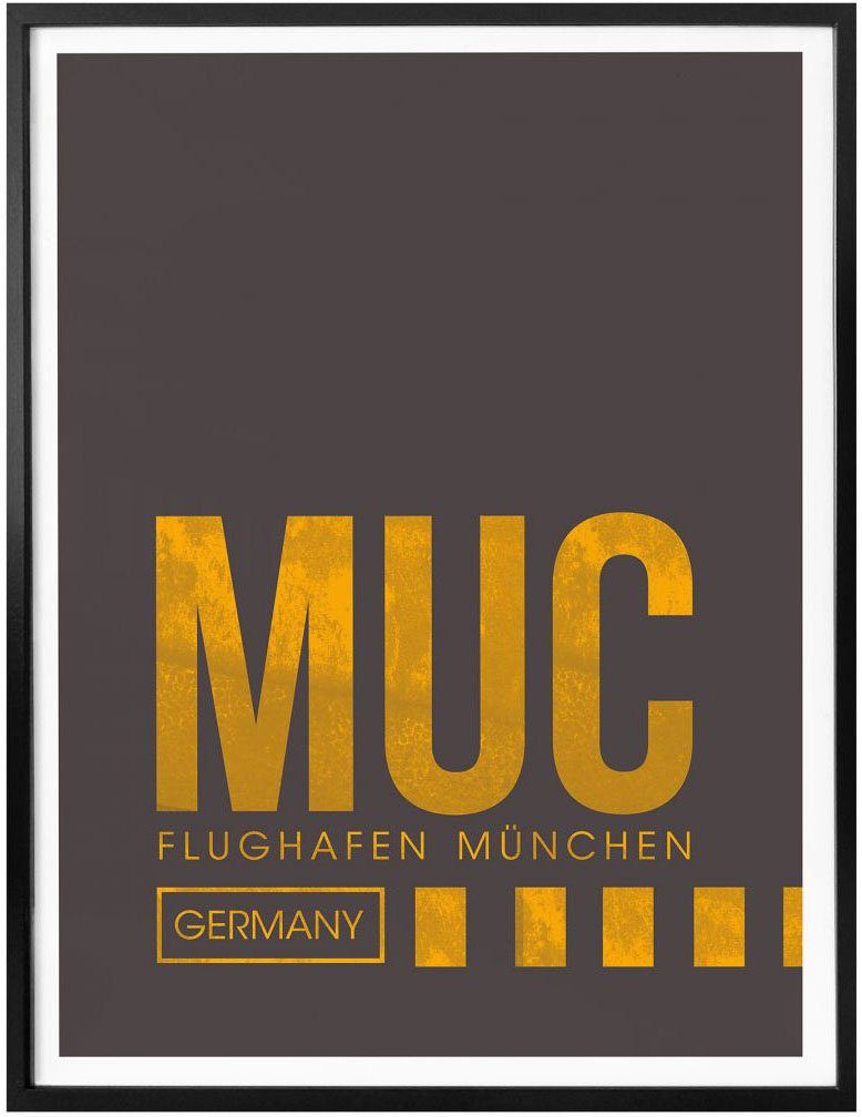 Wall-Art Poster Wandbild MUC Bild, St), Poster, Wandposter München, Flughafen Wandbild, Flughafen (1