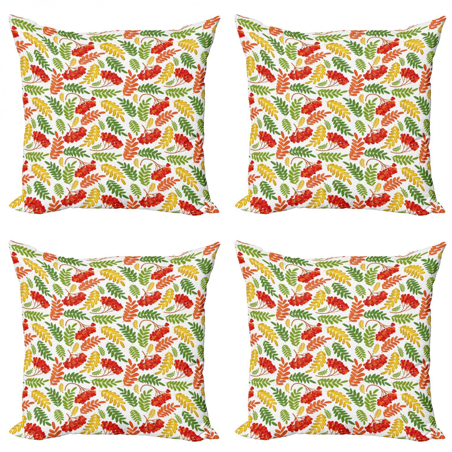 Kissenbezüge Modern Accent Doppelseitiger Digitaldruck, Abakuhaus (4 Stück), Eberesche Herbstliche Flora-Muster