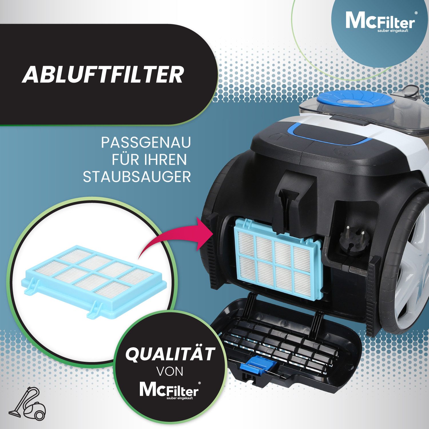 McFilter HEPA-Filter 2x Filterset geeignet für Philips FC8010/01, FC8010/02, FC9331/09, FC9332/09, PowerPro Compact, passgenau, wie FC8010/02