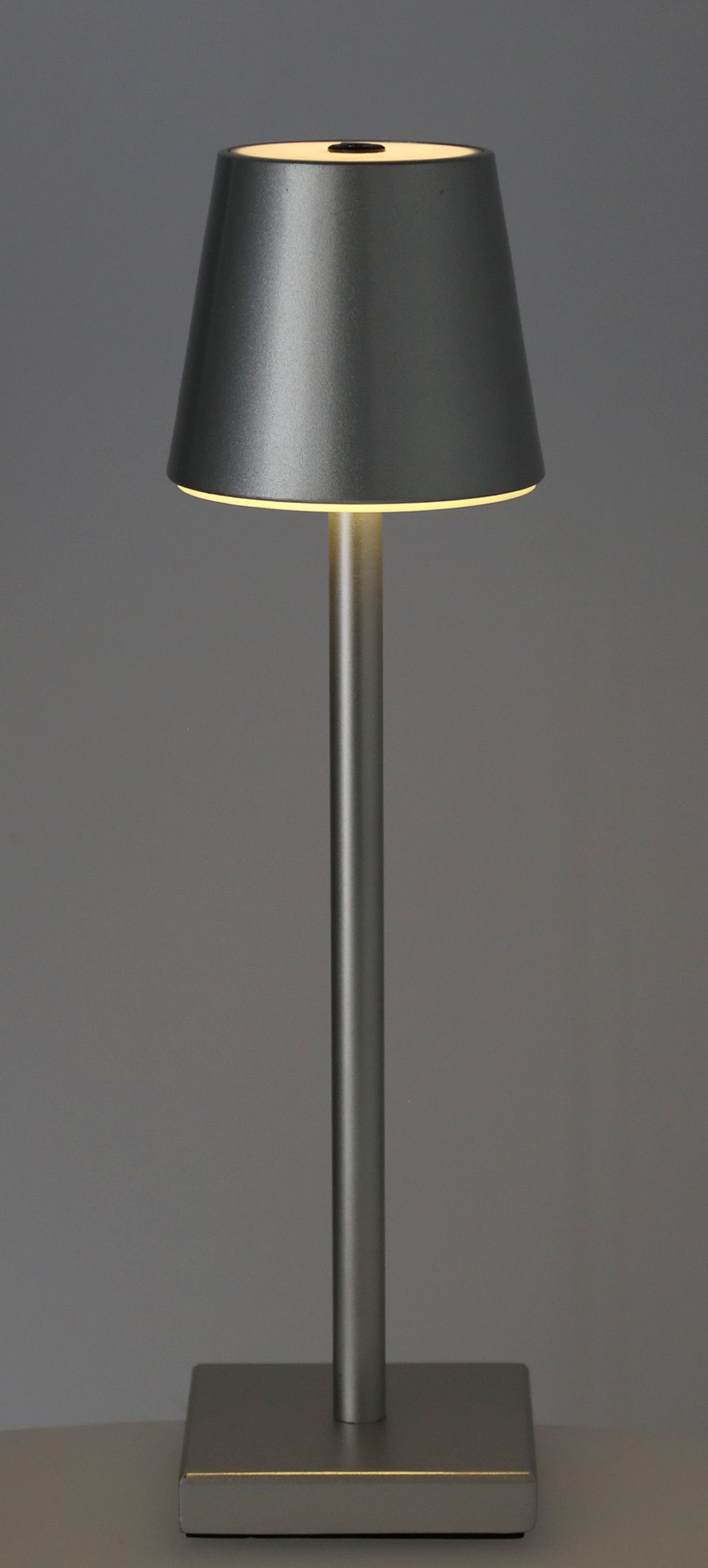Spetebo LED Tischleuchte Metall LED Akku Touch Leuchte 38 cm H - silber,  mehrere Helligkeitsstufen, LED fest verbaut, warm weiß, Outdoor Tischleuchte  warm weiß für Außen und Innen - wiederaufladbar