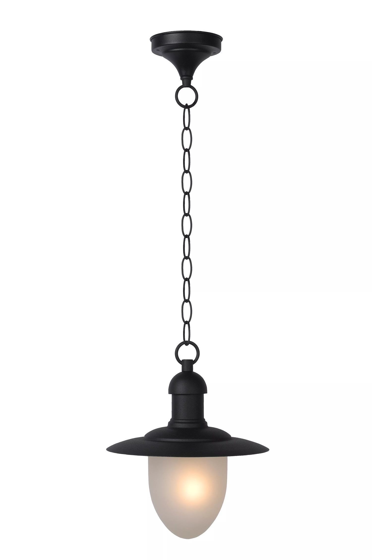 Licht-Erlebnisse Außen-Deckenleuchte SOLU, ohne Leuchtmittel, Metall Glas E27 IP44 Ø 25 cm rund H: max. 78 cm Schwarz Weiß
