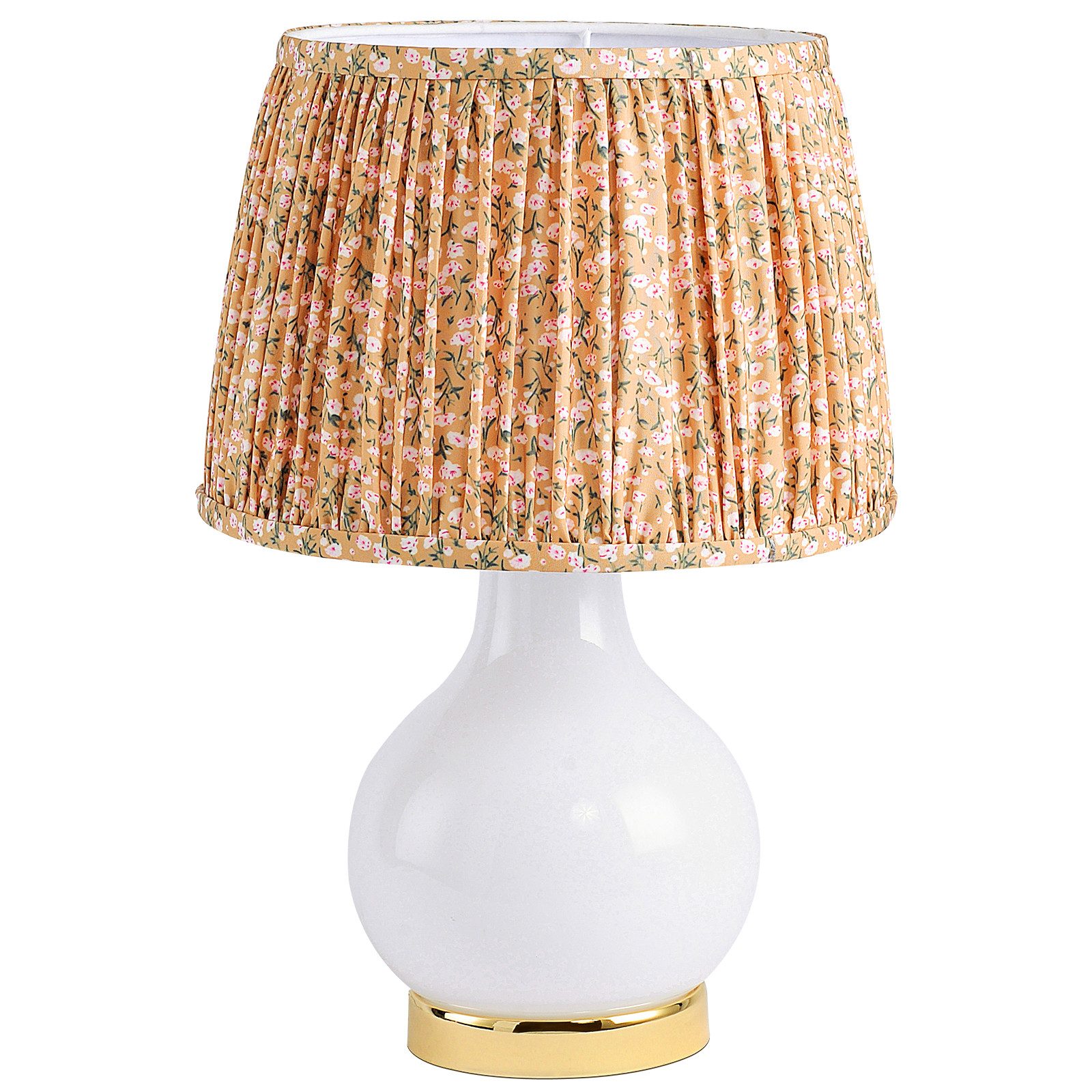 STANBOW Tischleuchte Tischlampe aus plissiertem Glas mit gelbem Blumenmuster