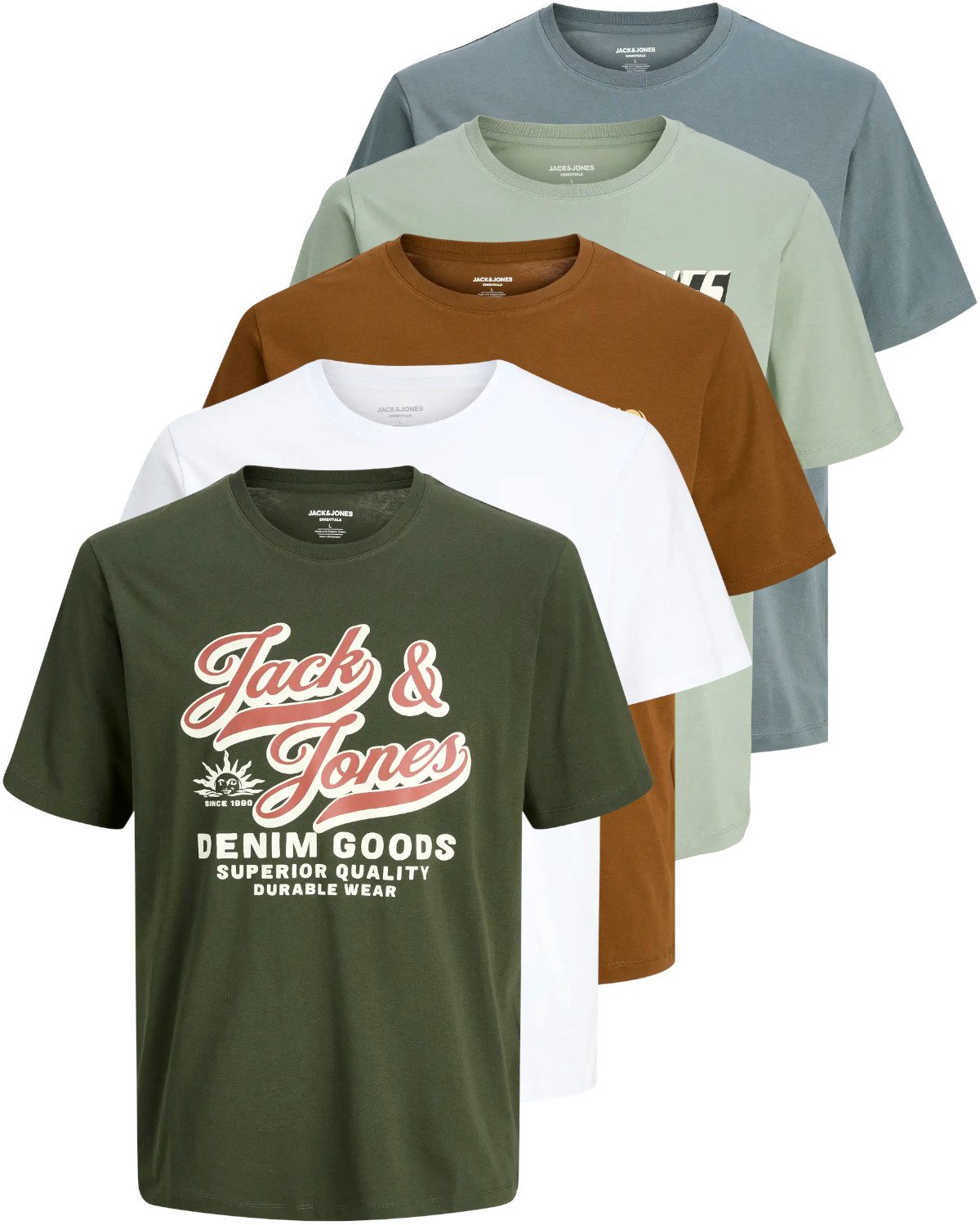 Jack & Jones Print-Shirt (Spar Set, 5er-Pack) T-Shirts mit Aufdruck aus Bau günstig online kaufen
