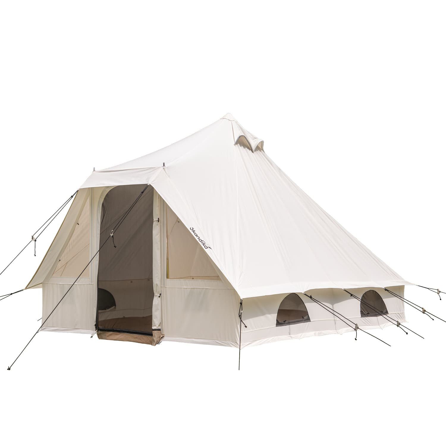 Skandika Tipi-Zelt Lodur Technical Cotton Glampingzelt aus Baumwollmischgewebe, Personen: 4, Eingenähter Zeltboden, 2,6 m Höhe, 4000 mm Wassersäule, Festivalzelt