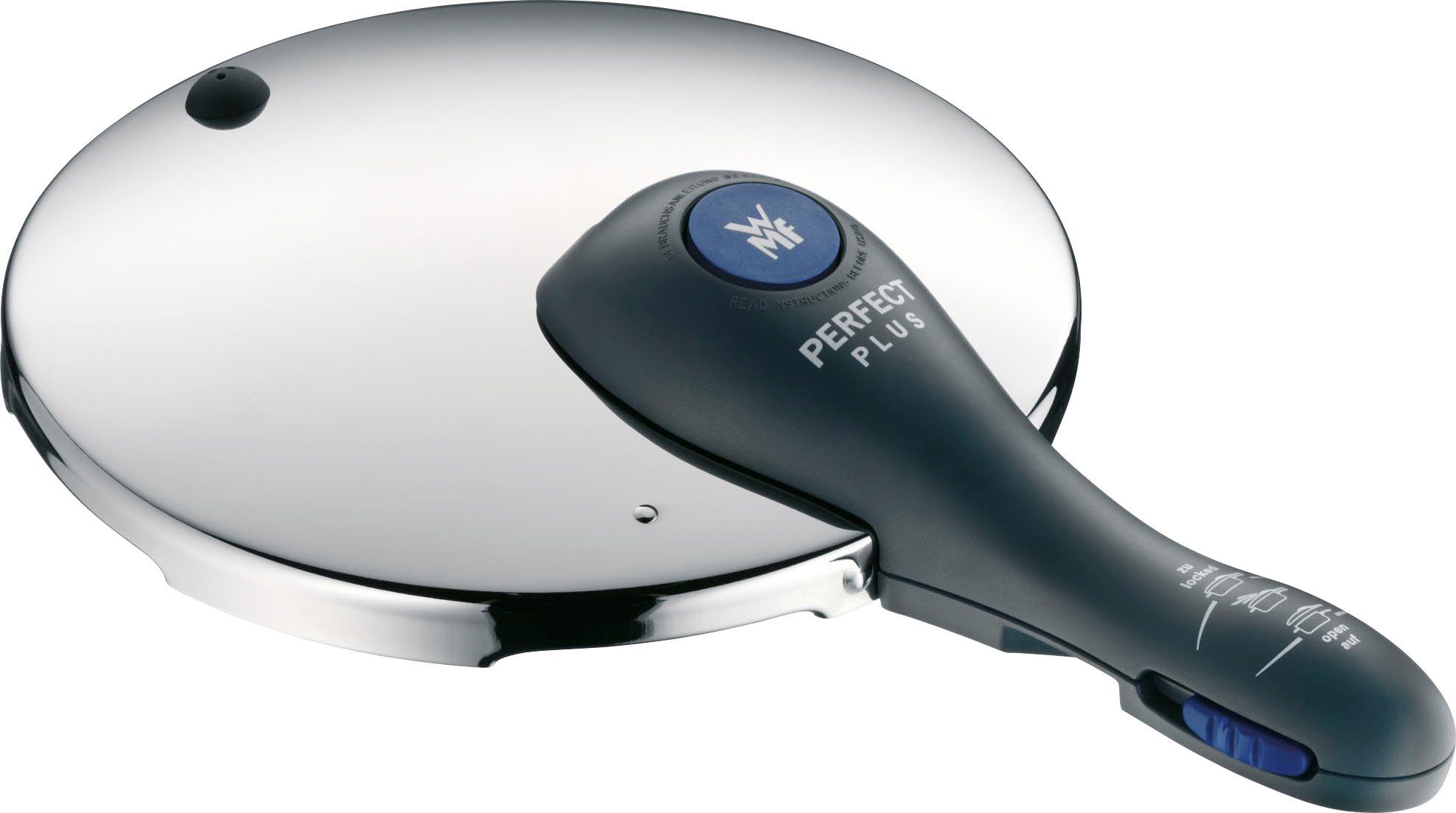 WMF Schnellkochtopf Perfect Plus, Cromargan® Edelstahl Rostfrei 18/10 (3-tlg), Dampfkochtopf mit abnehmbarem Griff, Ø 22 cm, Induktion