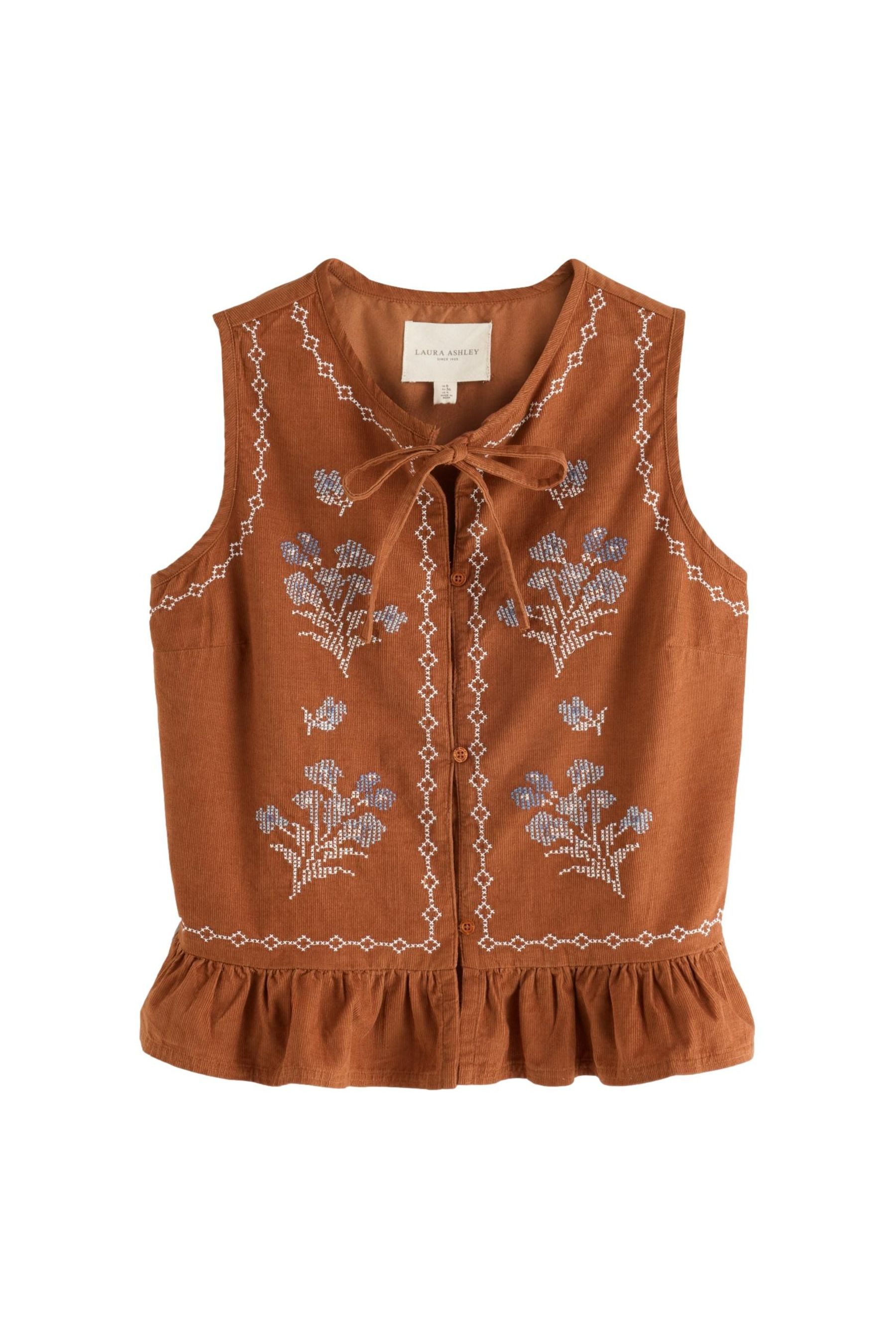 LAURA ASHLEY Anzugweste Laura Ashley Cord-Weste, Stickerei & Bindedetail (1-tlg)