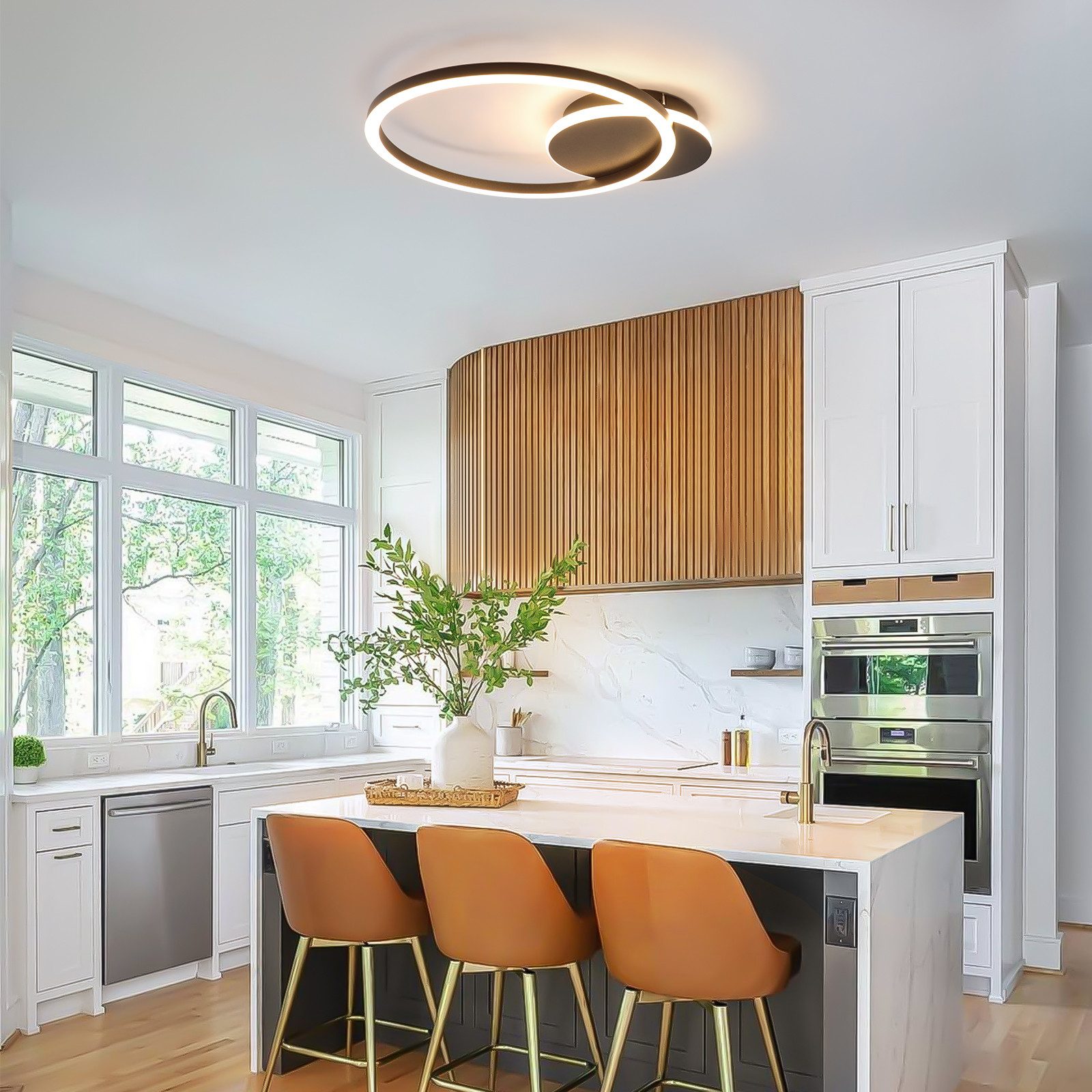 Nettlife LED Deckenleuchte Wohnzimmer 24W Schwarz günstig online kaufen