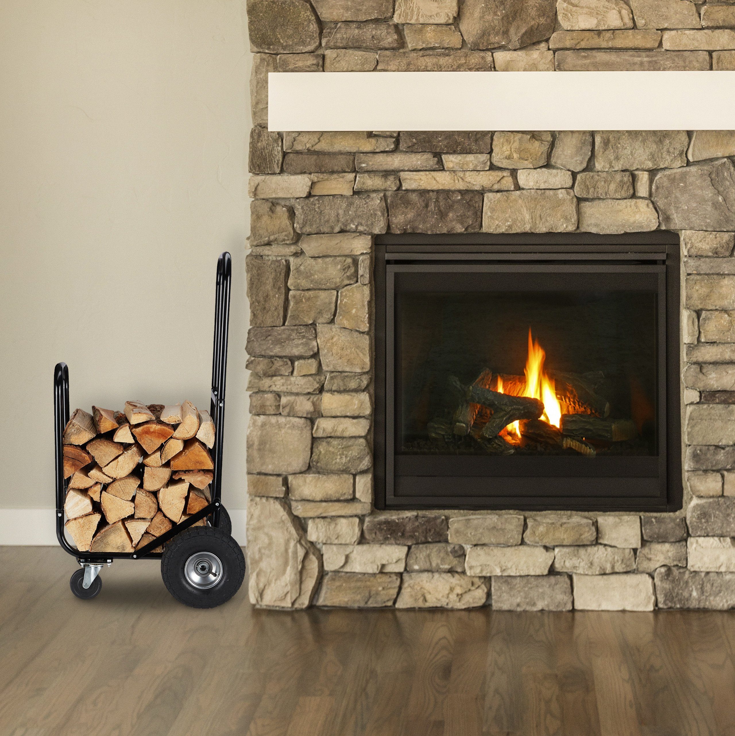 relaxdays Kaminholzregal Kaminholzwagen mit Reifen und Rollen, BxTxH:52x58x günstig online kaufen