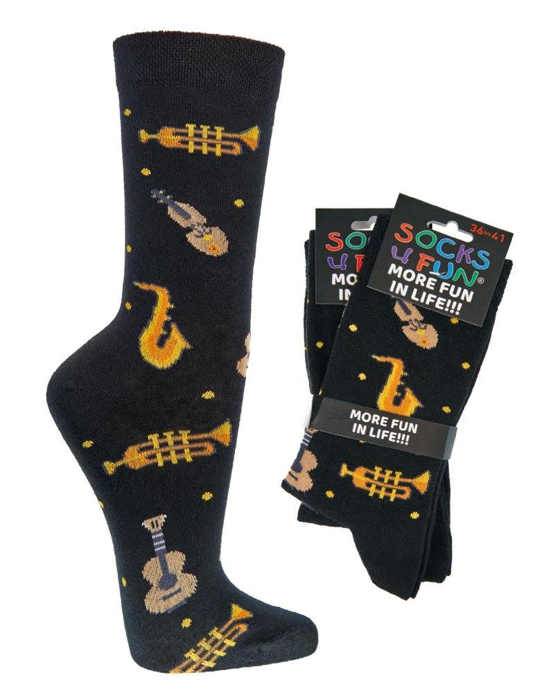 Freizeitsocken Schwarze Socken Musikinstrumente 42-47