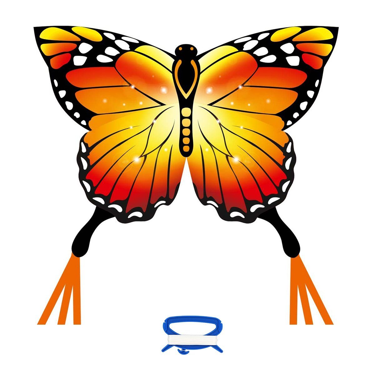 HQ Flug-Drache Kinderdrachen Einleiner Drachen HQ Butterfly Kite Monarch ab 5 Jahren, + 190 cm Drachenschwanz